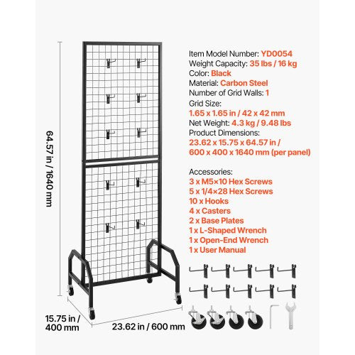 Grid Wall Panel 19 x 5.4 ft Wire Grid Panels Display Rack Movable Art