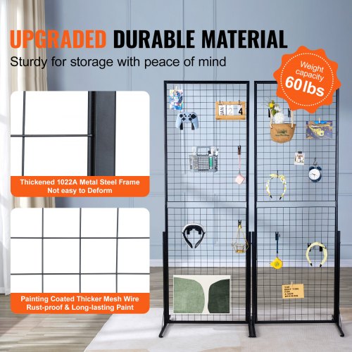 2 x 56 Grid Wall Panels Tower 2 Packs Wire Gridwall Display Racks with TBase