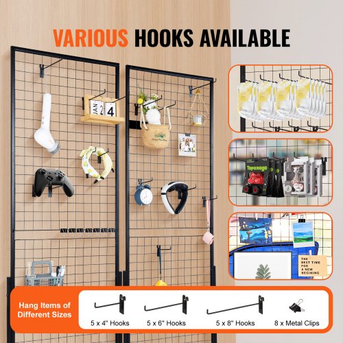 2 x 56 Grid Wall Panels Tower 2 Packs Wire Gridwall Display Racks with TBase
