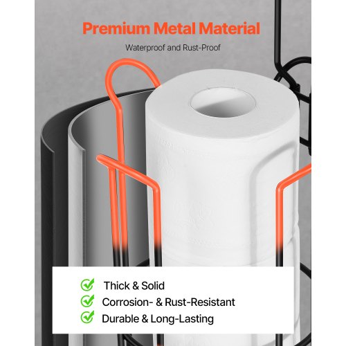 Free Standing Toilet Paper Holder with Shelf 3in1 Premium Metal Material