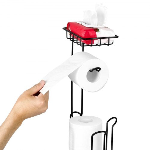 Free Standing Toilet Paper Holder with Shelf 3in1 Premium Metal Material