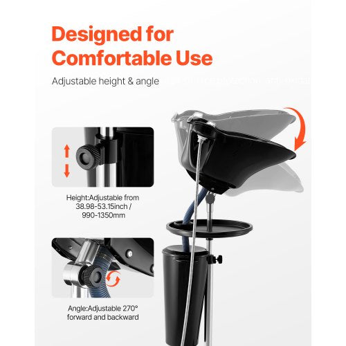 Portable Shampoo Bowl Deep Shampoo Sink with Adjustable Height Angle