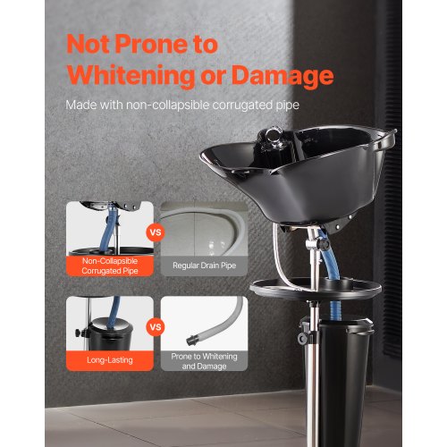 Portable Shampoo Bowl Deep Shampoo Sink with Adjustable Height Angle