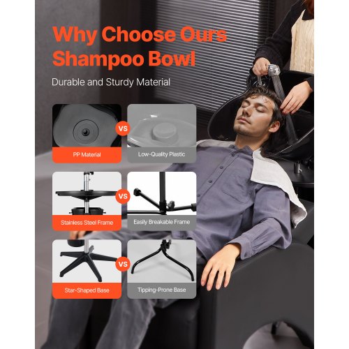 Portable Shampoo Bowl Deep Shampoo Sink for Washing Hair with Adjustable
