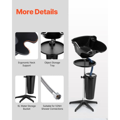 Portable Shampoo Bowl Deep Shampoo Sink for Washing Hair with Adjustable