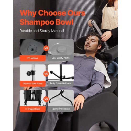 Portable Shampoo Bowl Shampoo Sink for Washing Hair with Electric Pump