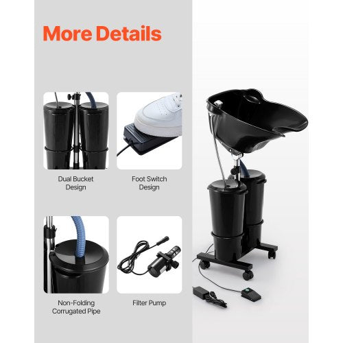 Portable Shampoo Bowl Shampoo Sink for Washing Hair with Electric Pump