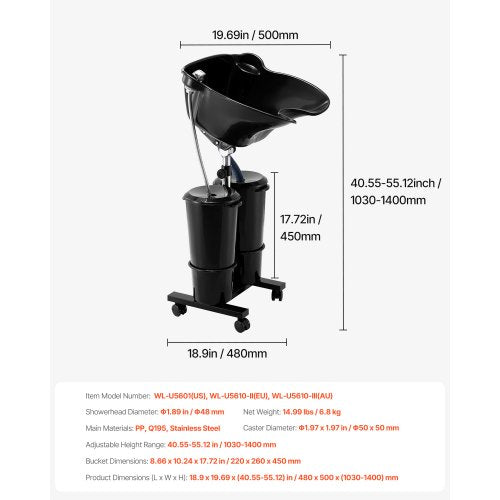 Portable Shampoo Bowl Shampoo Sink for Washing Hair with Electric Pump