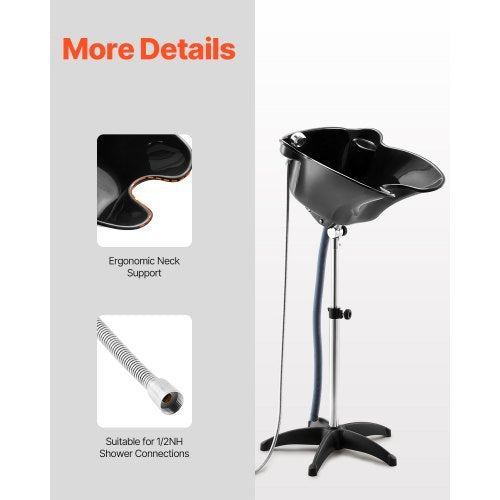 Portable Shampoo Bowl Deep Shampoo Sink with Adjustable Height Angle 1
