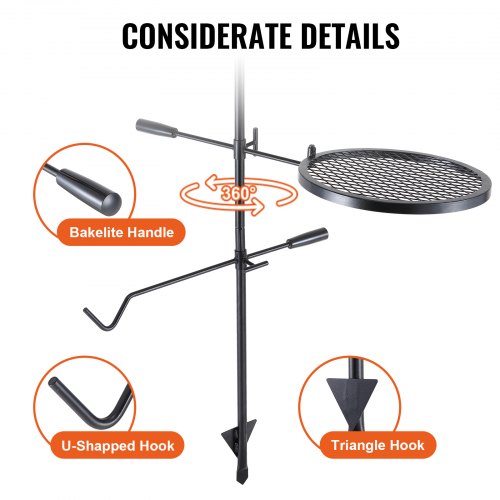 Swivel Campfire Grill Fire Pit Grill Grate over Fire Pits Heavy Duty Steel