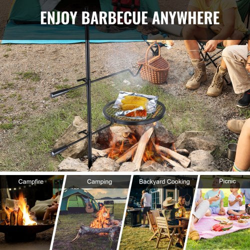 Swivel Campfire Grill Fire Pit Grill Grate over Fire Pits Heavy Duty Steel