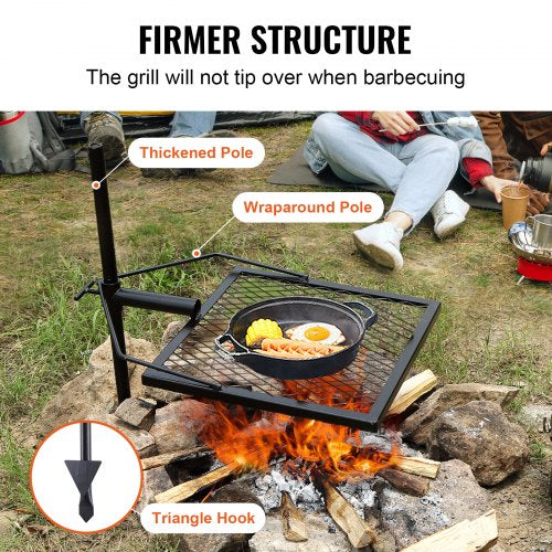 Swivel Campfire Grill Fire Pit Grill Grate over Fire Pits Heavy Duty Steel