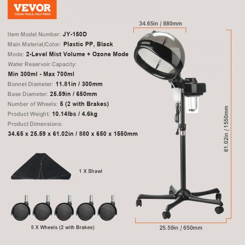 Professional Hair Steamer for Deep Conditioning 1181inch Hooded Ionic
