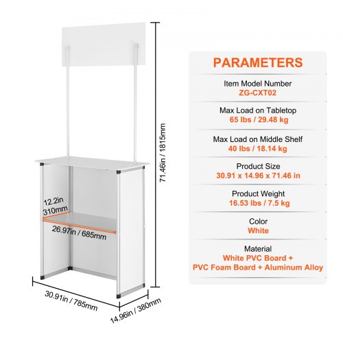 Promotion Counter Table Portable Tradeshow Podium Table 3091 x 1496 x