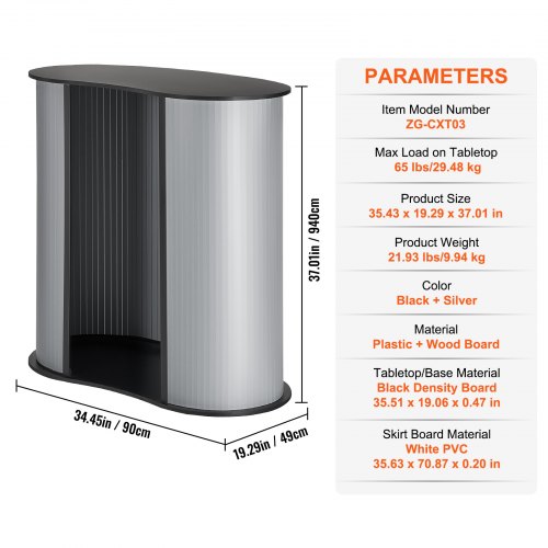 Portable Tradeshow Podium Table 3543 x 1929 x 3701 Display