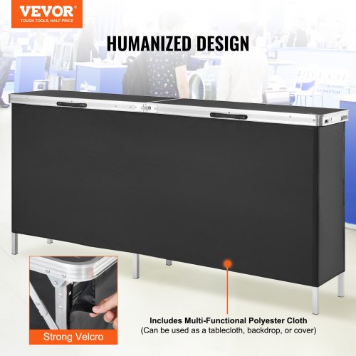Extra Long Folding Portable Bar Table – Tradeshow Podium Table for Indoor