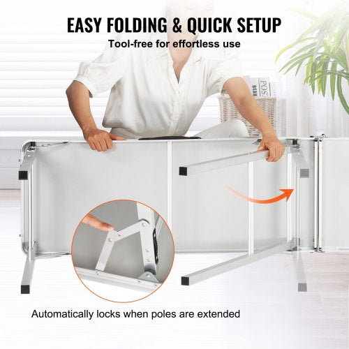 Extra Long Folding Portable Bar Table – Tradeshow Podium Table for Indoor
