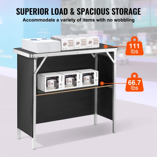 Folding Portable Bar Table Tradeshow Podium Table for Indoor Outdoor