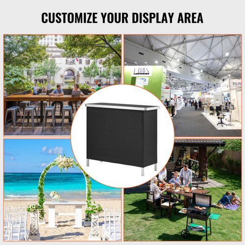 Folding Portable Bar Table Tradeshow Podium Table for Indoor Outdoor