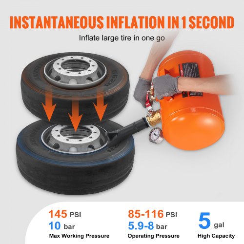 Tire Bead Blaster 5 Gallon19L Capacity Includes Pressure Gauge Handle