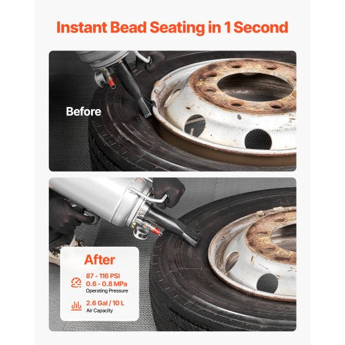 Portable Tire Bead Seater 26 Gal10 L Air Bead Blaster Handheld Tire