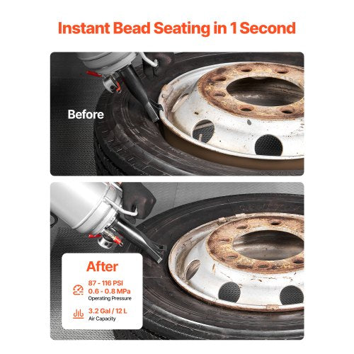 Portable Tire Bead Seater 3.2 Gal 12 L Air Bead Blaster Handheld Tire