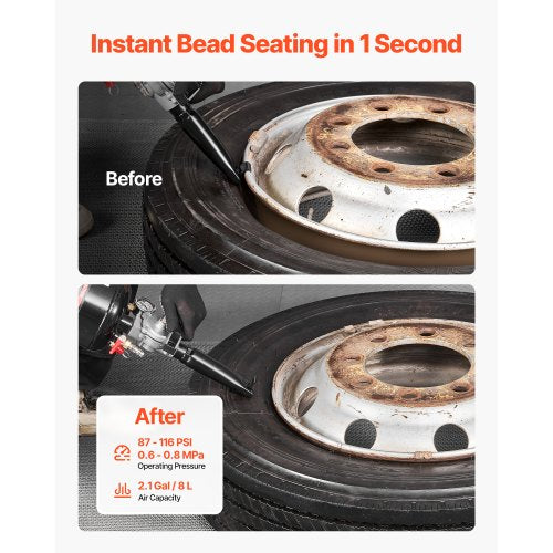 Portable Tire Bead Seater 2.1 Gal 8 L Air Bead Blaster Handheld Tire