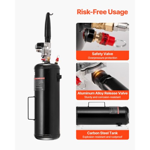 Portable Tire Bead Seater 2.1 Gal 8 L Air Bead Blaster Handheld Tire