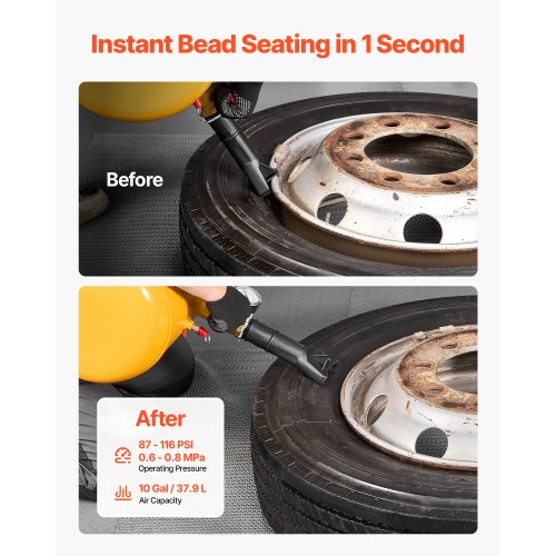 Air Tire Bead Seater 10 Gal 37.9 L Heavy Duty Tire Bead Blaster Tool