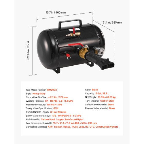 Air Tire Bead Seater 5 Gal 18.9 L Heavy Duty Tire Bead Blaster Tool 2