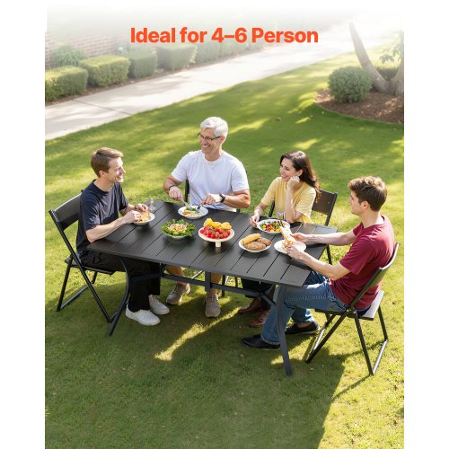 Outdoor Patio Dining Table 59 inch Long Rectangular Metal Steel Slat