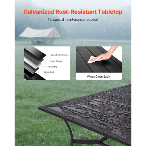 Outdoor Patio Dining Table 59 inch Long Rectangular Metal Steel Slat