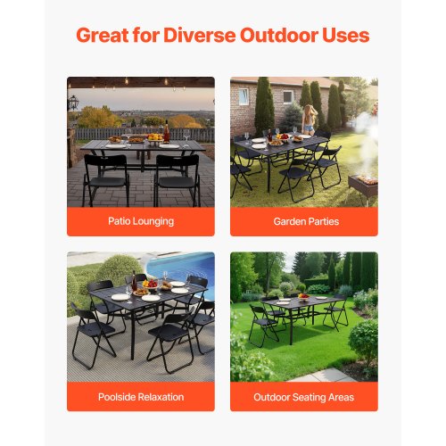 Outdoor Patio Dining Table 59 inch Long Rectangular Metal Steel Slat