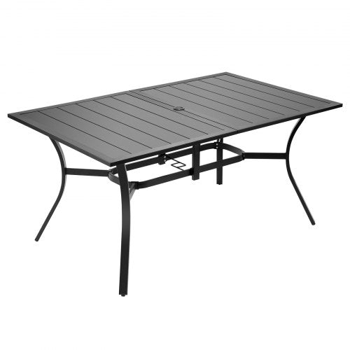 Outdoor Patio Dining Table 59 inch Long Rectangular Metal Steel Slat
