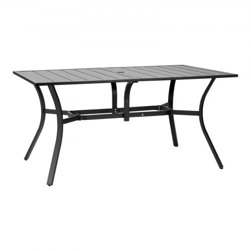Outdoor Patio Dining Table 59 inch Long Rectangular Metal Steel Slat