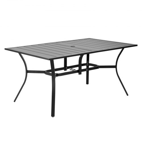 Outdoor Patio Dining Table 59 inch Long Rectangular Metal Steel Slat