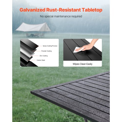 Outdoor Patio Dining Table 37 inch Square Metal Steel Slat Backyard Bistro
