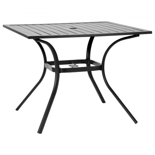 Outdoor Patio Dining Table 37 inch Square Metal Steel Slat Backyard Bistro