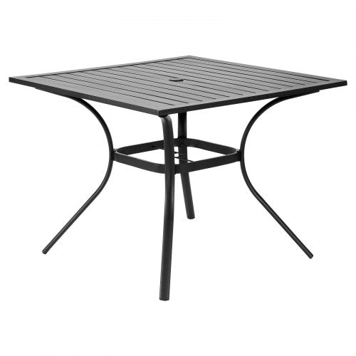 Outdoor Patio Dining Table 37 inch Square Metal Steel Slat Backyard Bistro