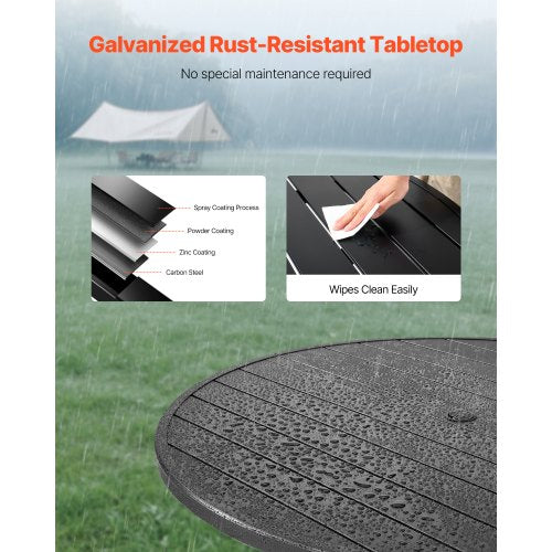 Outdoor Patio Dining Table 47 inch Round Metal Steel Slat Backyard Bistro