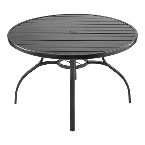 Outdoor Patio Dining Table 47 inch Round Metal Steel Slat Backyard Bistro