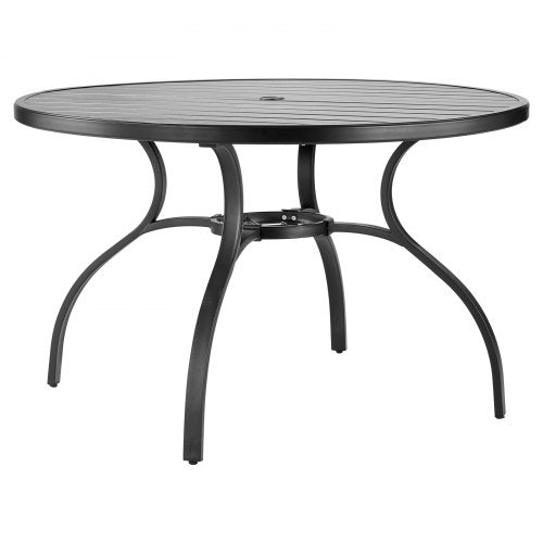 Outdoor Patio Dining Table 47 inch Round Metal Steel Slat Backyard Bistro