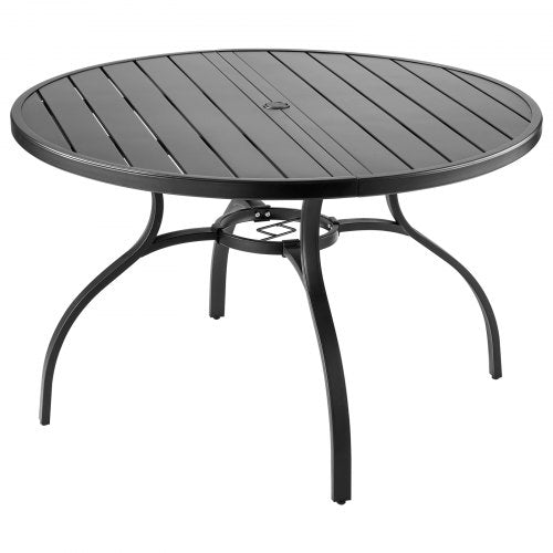 Outdoor Patio Dining Table 47 inch Round Metal Steel Slat Backyard Bistro