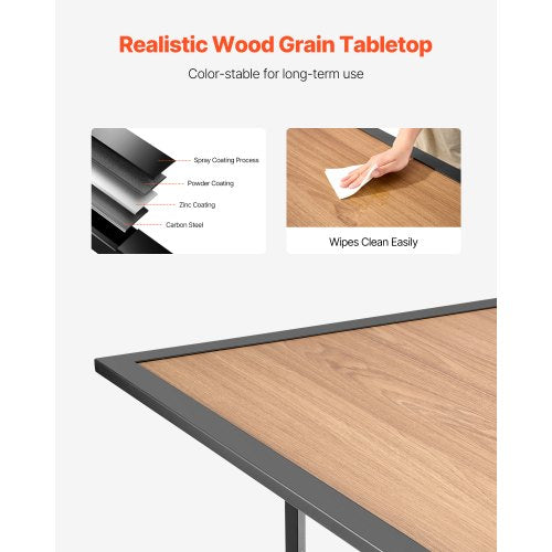 Outdoor Patio Dining Table 59 inch Long Rectangular WoodLike Steel Slat
