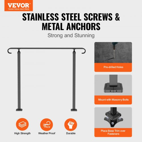 Handrails for Outdoor Steps Fit 13 Steps Wrought Iron Handrail Outdoor