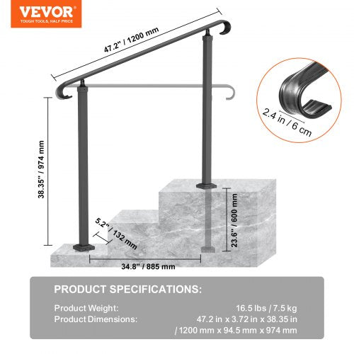 Handrails for Outdoor Steps Fit 13 Steps Wrought Iron Handrail Outdoor