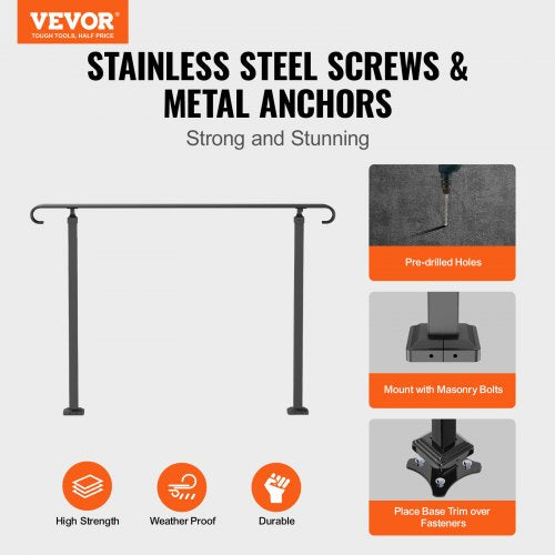 Handrails for Outdoor Steps Fit 35 Steps Outdoor Stair Railing Wrought