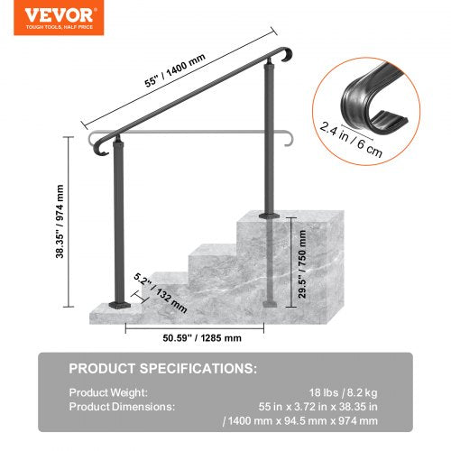 Handrails for Outdoor Steps Fit 35 Steps Outdoor Stair Railing Wrought