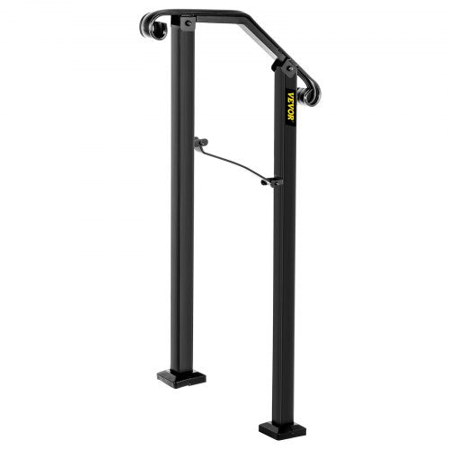 Handrails for Outdoor Steps, Fit 1 or 2 Steps Outdoor Stair Railing, Arch#1 Wrought Iron Handrail, Flexible Porch Railing, Black Transitional Handrails for Concrete Steps or Wooden Stairs