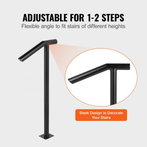 Single Post 12 Black Steel Railing 441LBS Capacity Baking Varnish Iron